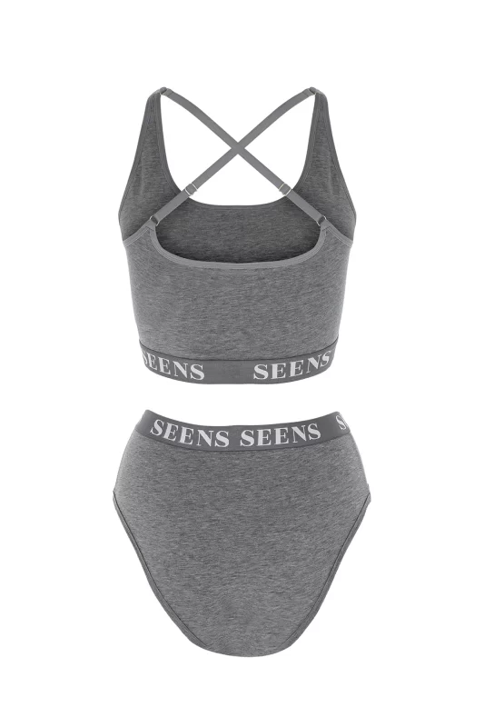 Aurline Bralet & Ephyra Basic Külot Gri Takım