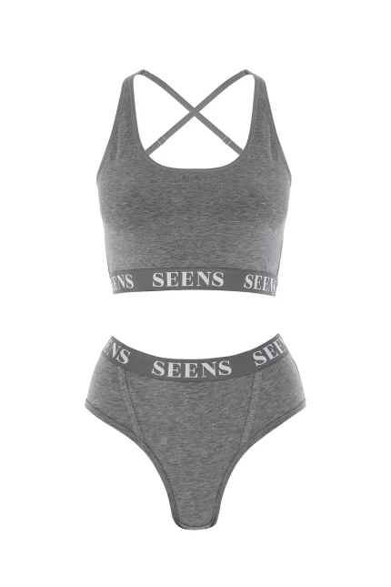 Aurline Bralet & Ephyra Basic Külot Gri Takım