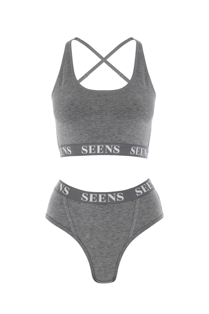 Aurline Bralet & Ephyra Basic Külot Gri Takım