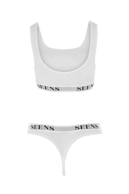 Unicus Crop Top & Orela String Beyaz Takım