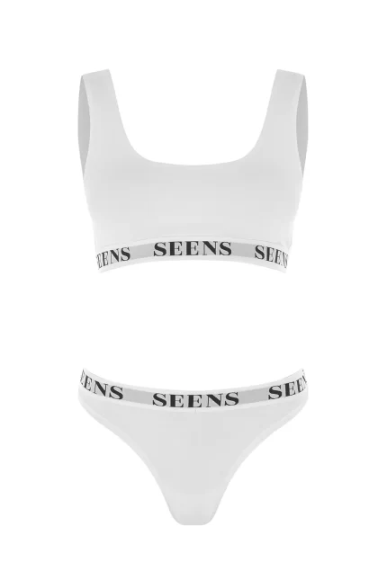 Unicus Crop Top & Orela String Beyaz Takım
