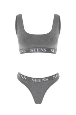 Unicus Crop Top & Orela String Gri Takım