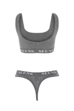 Unicus Crop Top & Orela String Gri Takım