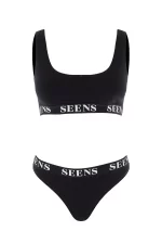 Unicus Crop Top & Orela String Siyah Takım