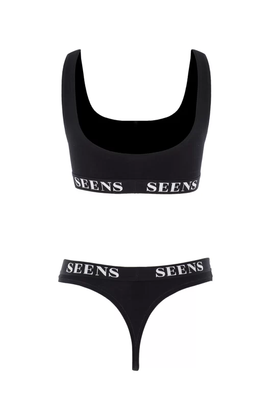 Unicus Crop Top & Orela String Siyah Takım