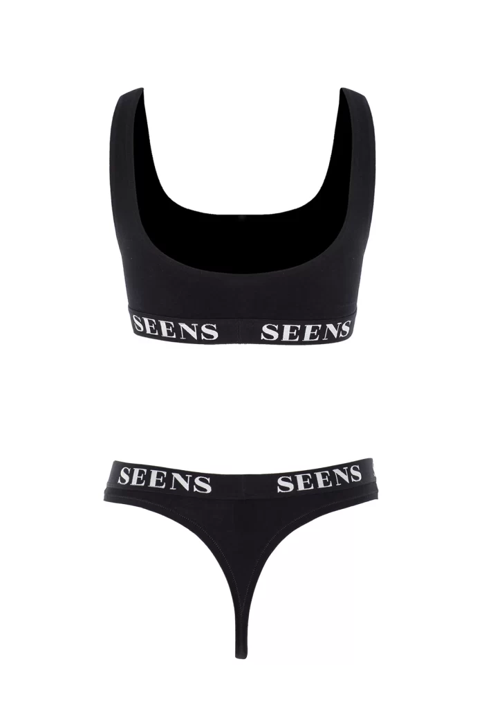 Unicus Crop Top & Orela String Siyah Takım