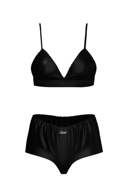 Clytia Saten Bralet & Hipster Külot Siyah Takım